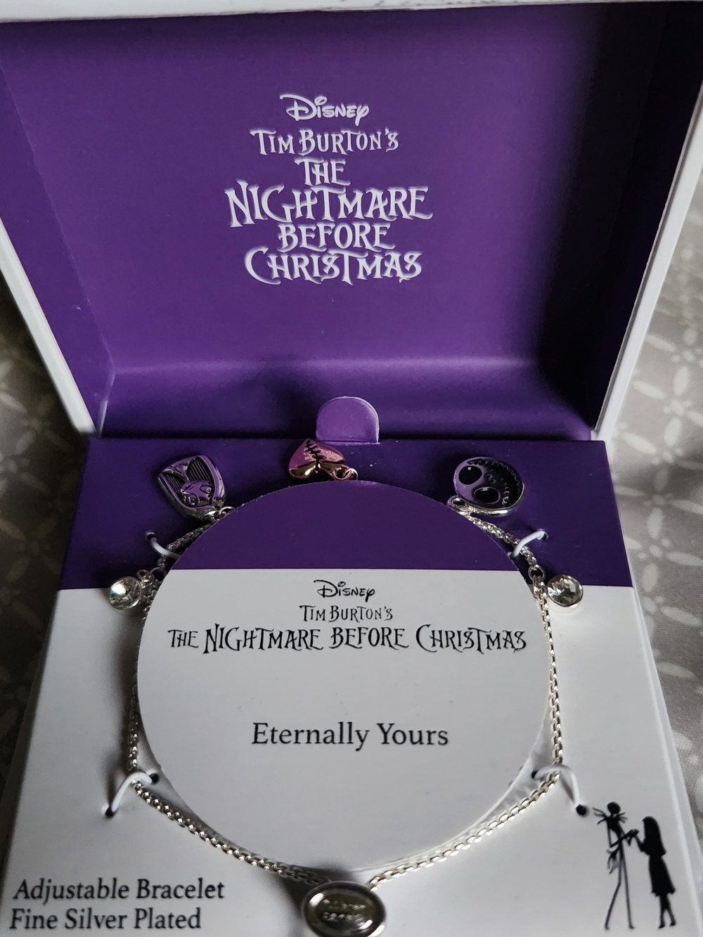 Disney The Nightmare Before Christmas Silver Plated Charm Bracelet NIB Halloween